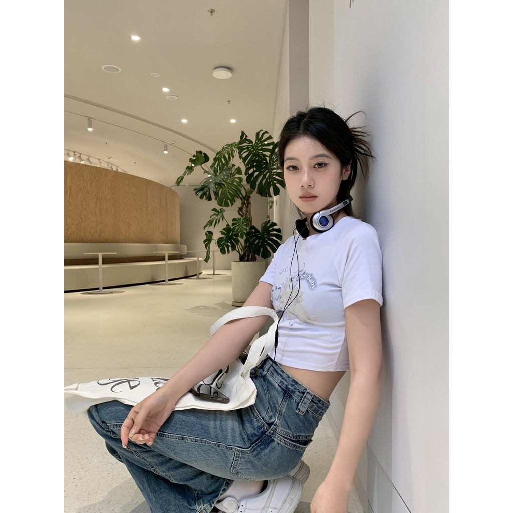 Áo Baby Tee Thun Croptop Nữ Tay Ngắn Dáng Ôm In Hình Thỏ Phong Cách Desire Thời Trang Mùa Hè Mới Cho Nữ