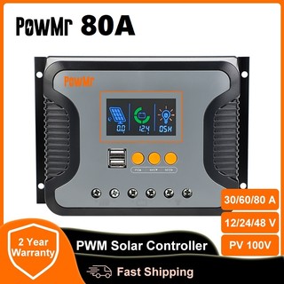 Bộ điều khiển sạc năng lượng mặt trời sản phẩm mới pwm 80a 12v/24v/48v tự động nhận- mẫu mới