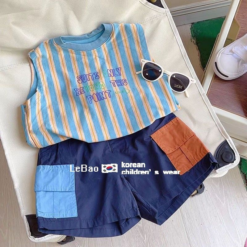 Set Áo Thun Sọc Ngang + Quần Short Thời Trang Cho Bé