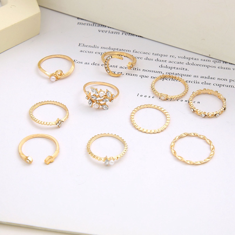 Ygt Set Nhẫn Hở Hình Học Đính Đá Pha Lê / Ngôi Sao / Trái Tim / Hình