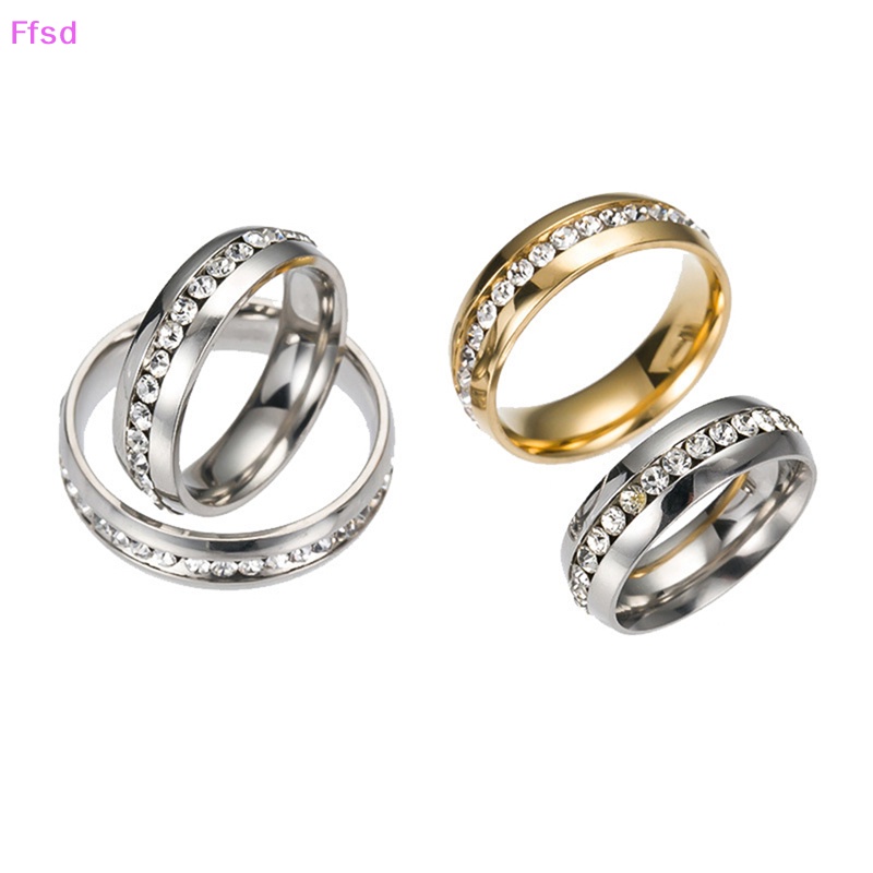 {Ffsd} Nhẫn Cặp Đôi Bằng Thép Không Gỉ Đính Đá Chất Lượng Cao Thời Trang Dành Cho Nam Và Nữ