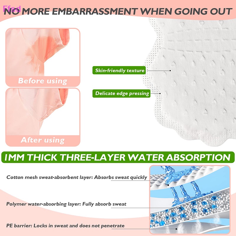 Set 10 / 30 Miếng Dán Thấm Hút Mồ Hôi Cho Vùng Da Dưới Cánh Tay
