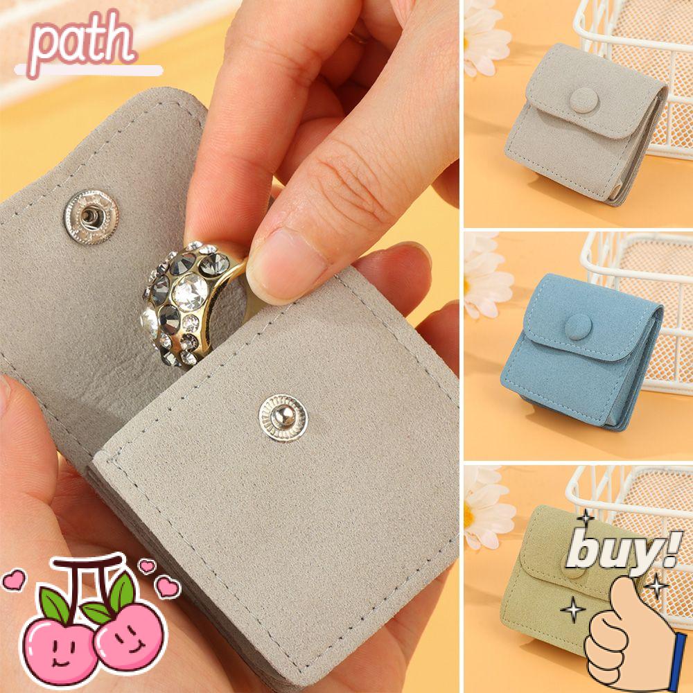 PATH Túi Đựng Trang Sức Vải Nhung Dày Dặn Phối Nút Cài Xinh Xắn