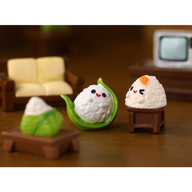 Mô hình lễ hội thỏ đua thuyền decor trang trí terrarium, chậu cây