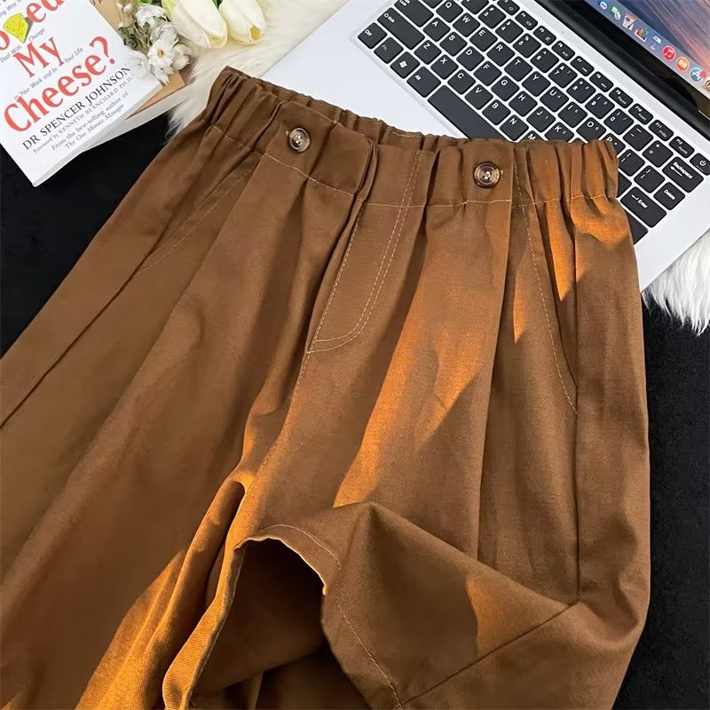 Quần Short Dáng Suông Màu Cà Phê Phong Cách Retro Nhật Bản Cho Nam Giới