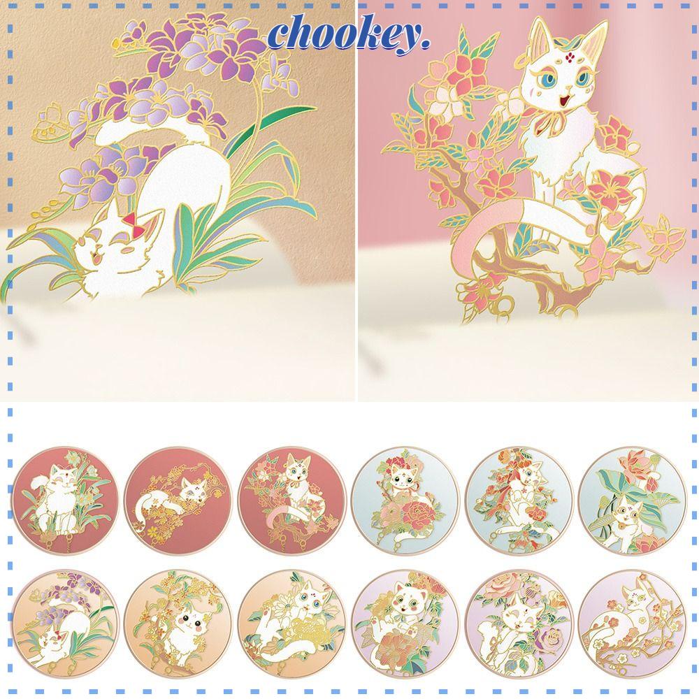 CHOOKEY Thẻ Đánh Dấu Trang Sách Bằng Kim Loại Hình Hoa Và Mèo Phối Tua Rua Cho Học Sinh