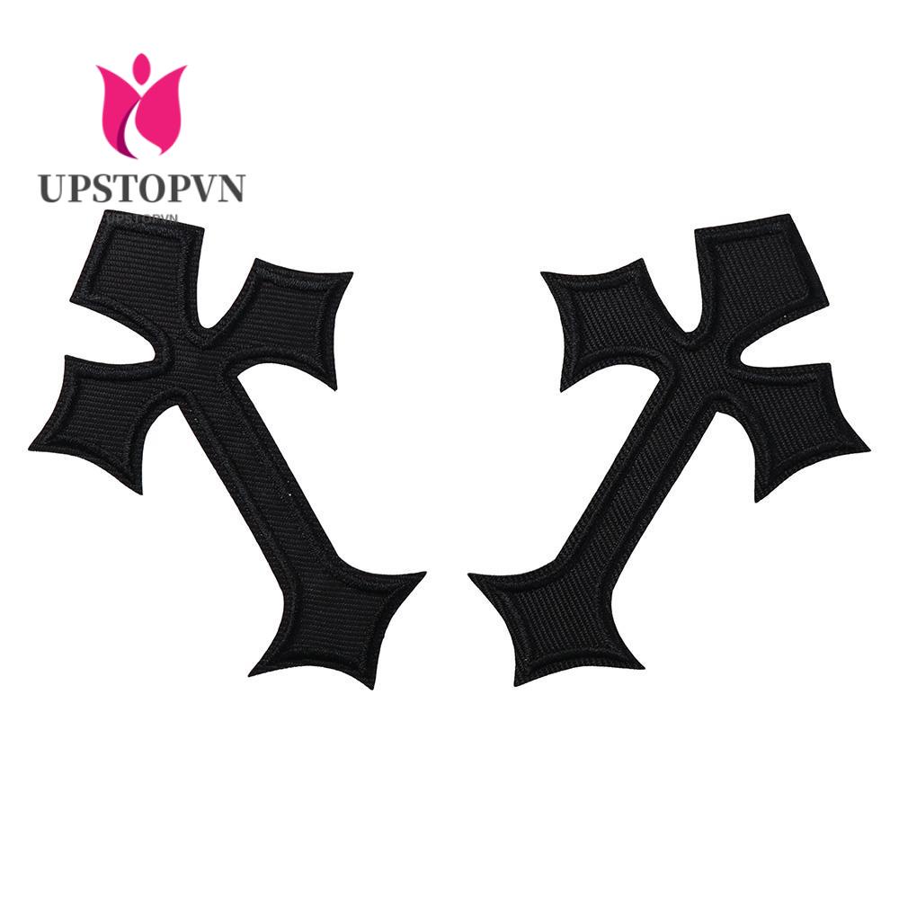 UPSTOPVN 20 Miếng Vá Ủi Quần Áo Hình Chữ Thập Màu Đen