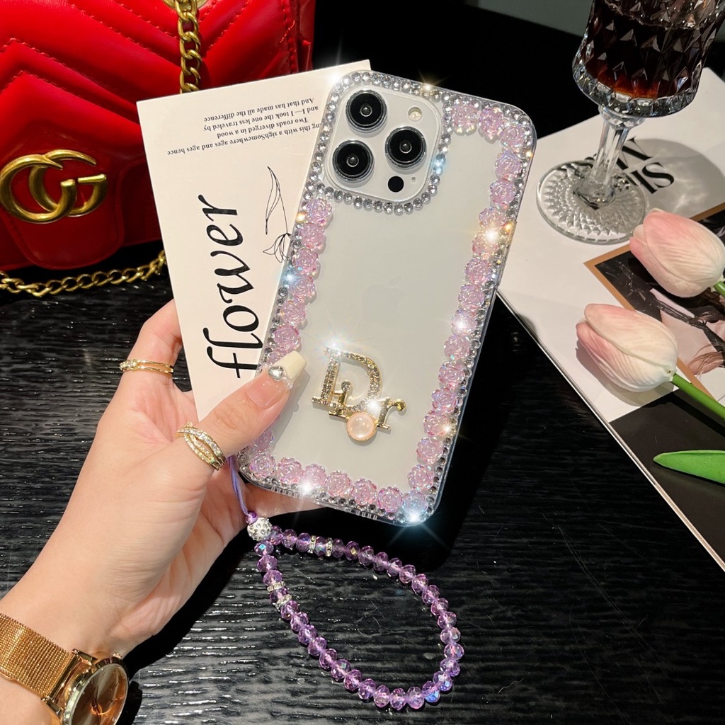 Ốp Điện Thoại Samsung A14 5G A22 5G A14 A34 A54 4G A73 5G A53 A33 A23 A52 A72 5G Hình Hoa Hồng 3D Đính Đá Pha Lê Cho