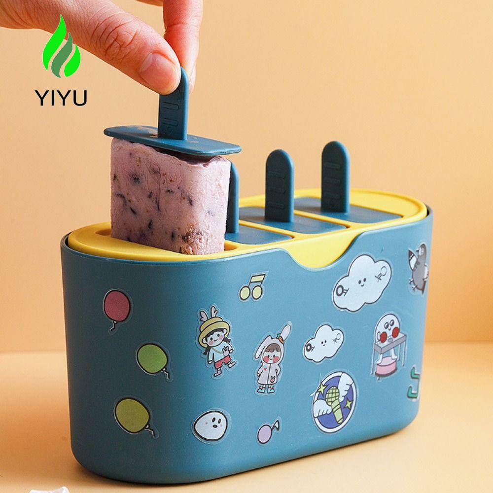 YIYU Khuôn Làm Kem Que 4 Ngăn Dễ Lắp Đặt Tiện Dụng DIY