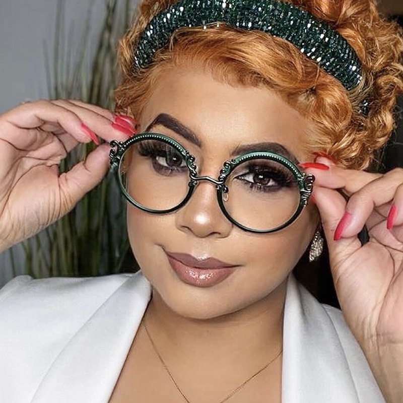 Kính Mát Gọng Kim Loại Tròn Chống Bức Xạ Thời Trang Cho Nữ