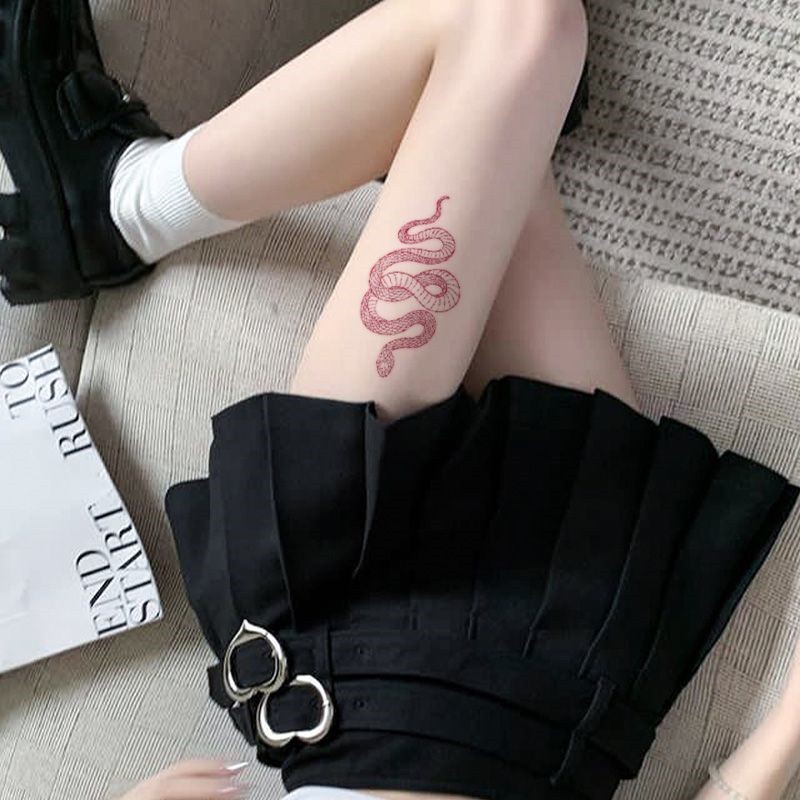 Hình Xăm Dán Tạm Thời Hình Rắn Đỏ Chống Nước