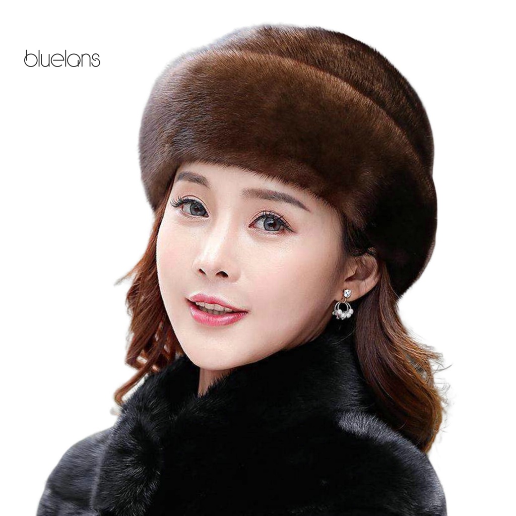 Mũ Lông Giả Màu Trơn Giữ Ấm Tai Chống Gió Không Phai Màu Sắc Thời Trang Mùa Đông Cho Nữ