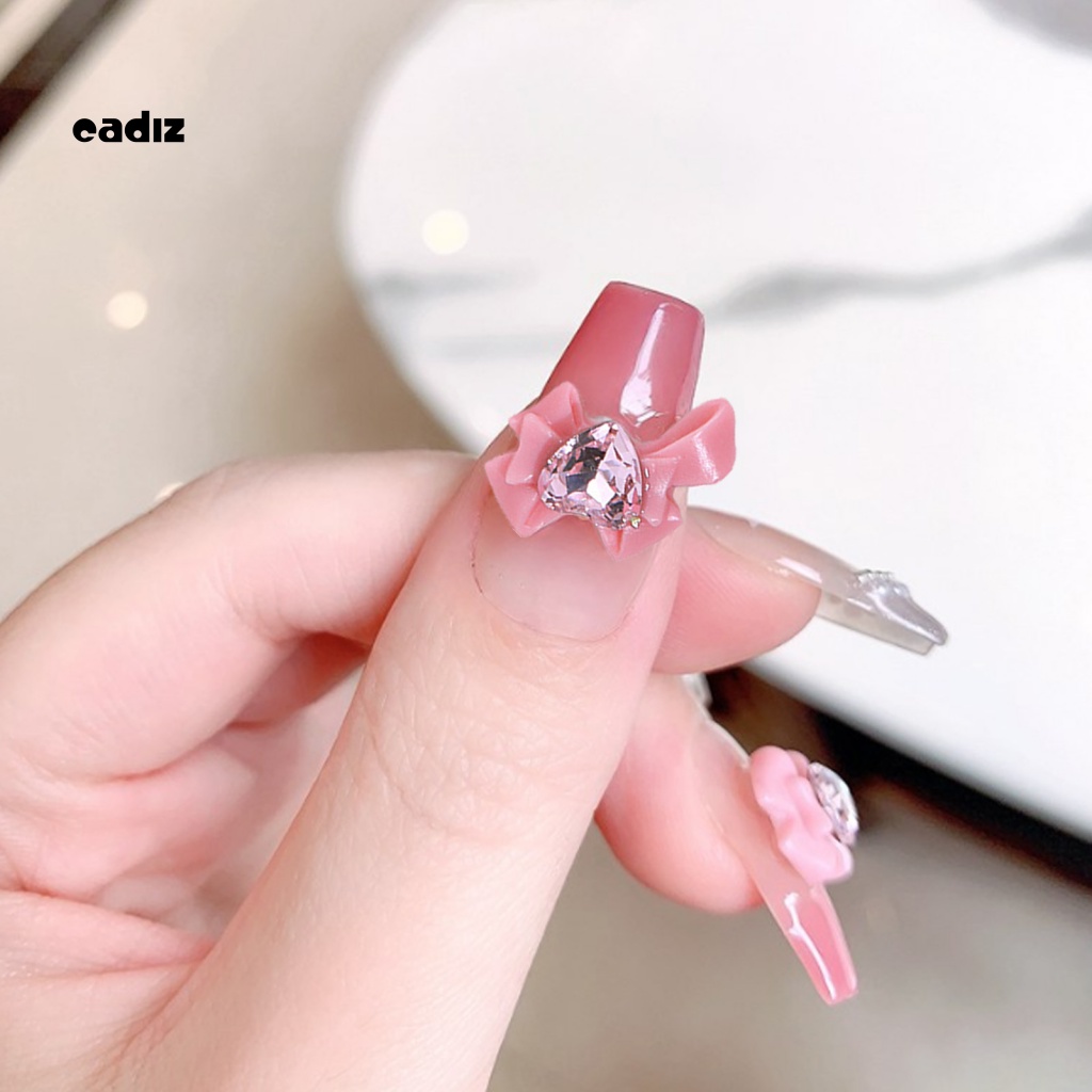 Bộ 40 Phụ Kiện Đá Hình Nơ / Trái Tim 3D Lấp Lánh Trang Trí Móng Nghệ Thuật