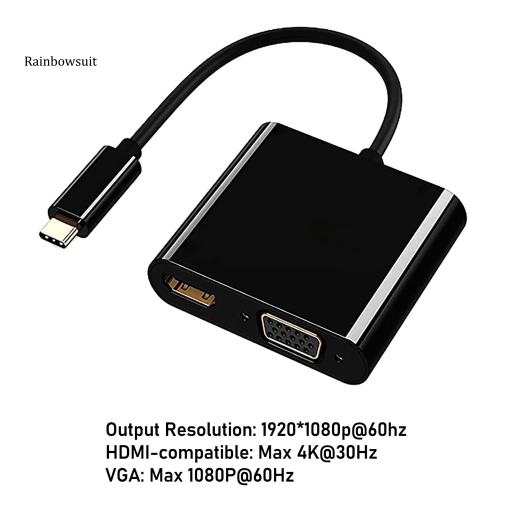Bộ Chuyển Đổi 4 Trong 1 Độ Phân Giải Cao Type-C Sang 4K HDMI VGA USB 3.0 USB-C OTG Cho Windows 7 / 8 / 10