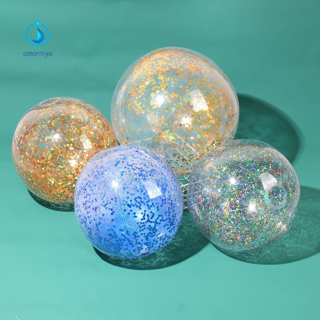 Bóng Bơm Hơi Dày Dặn Bằng PVC Trong Suốt Lấp Lánh Nhiều Màu Độc Đáo Trang Trí Bể Bơi / Bãi Biển