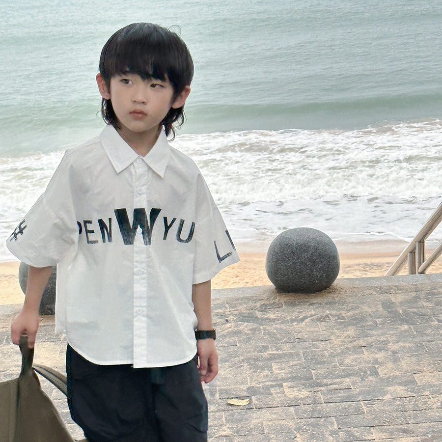 Áo Sơ Mi Tay Ngắn Thời Trang Mùa Hè Mới 2023 Dành Cho Bé Trai