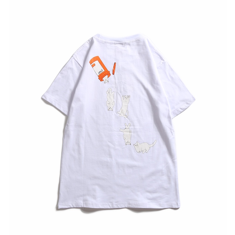 Tipndip Áo Thun Tay Ngắn Chất Liệu cotton In Họa Tiết Mèo Dễ Thương Thời Trang Mùa Hè Cho Cặp Đôi