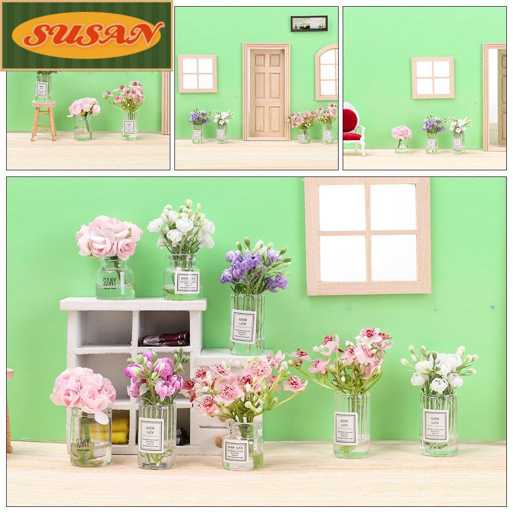 SUSANS Bình Hoa Thủy Tinh Mini Tỉ Lệ 1: 12 Trang Trí Nhà Búp Bê