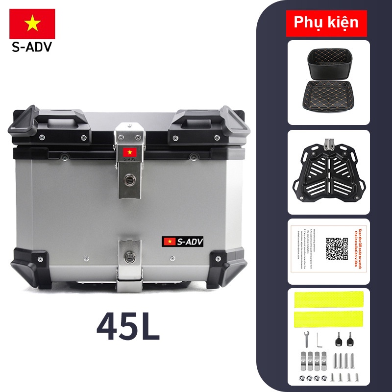 Thùng nhôm xe máy 45L S-ADV chính hãng 45L Aluminum top case SADV