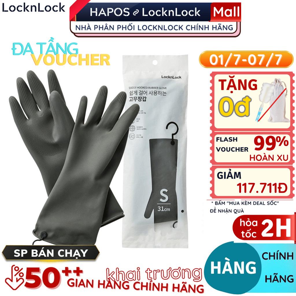 Găng tay rửa chén bát cao su tự nhiên LocknLock siêu bền và dai, bám tốt kèm móc - Chính Hãng - HAPOS MALL OFFICIAL