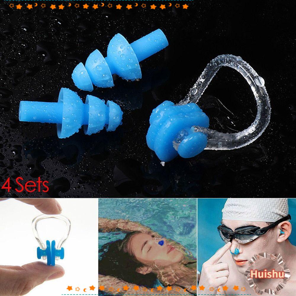 HS Set 4 Kẹp Mũi Bằng Silicone Mềm Tiện Dụng Khi Đi Bơi