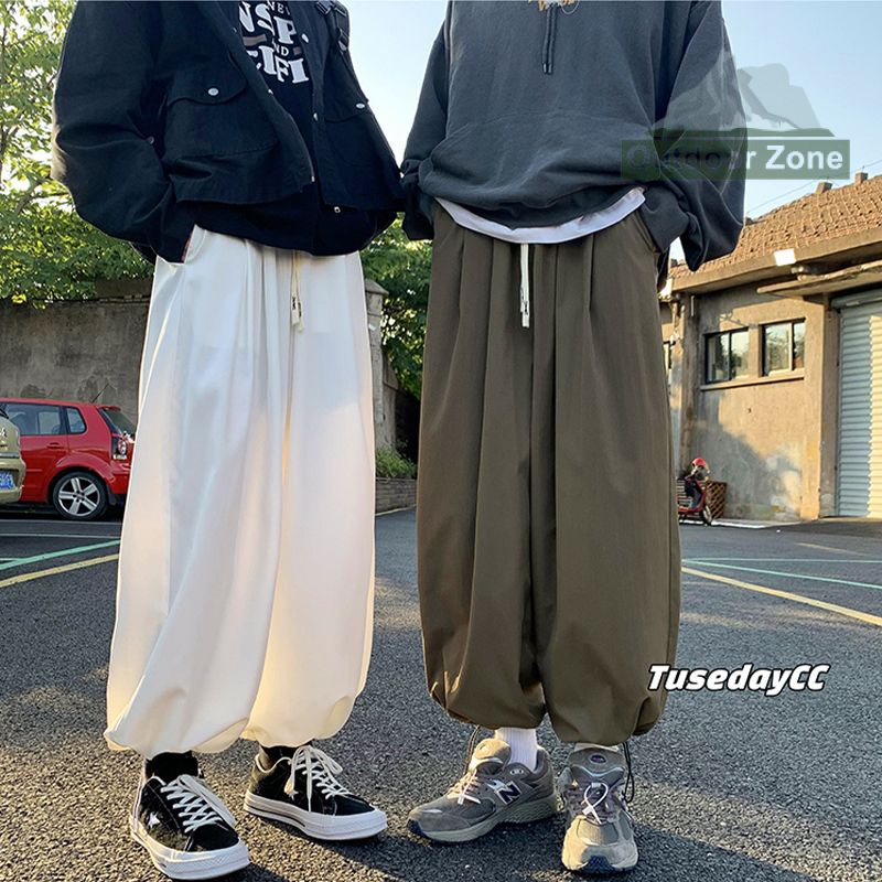 Quần Jogger Dáng Rộng Dây Rút Phong Cách Nhật Bản Thời Trang Xuân Hè Cho Nam Và Nữ