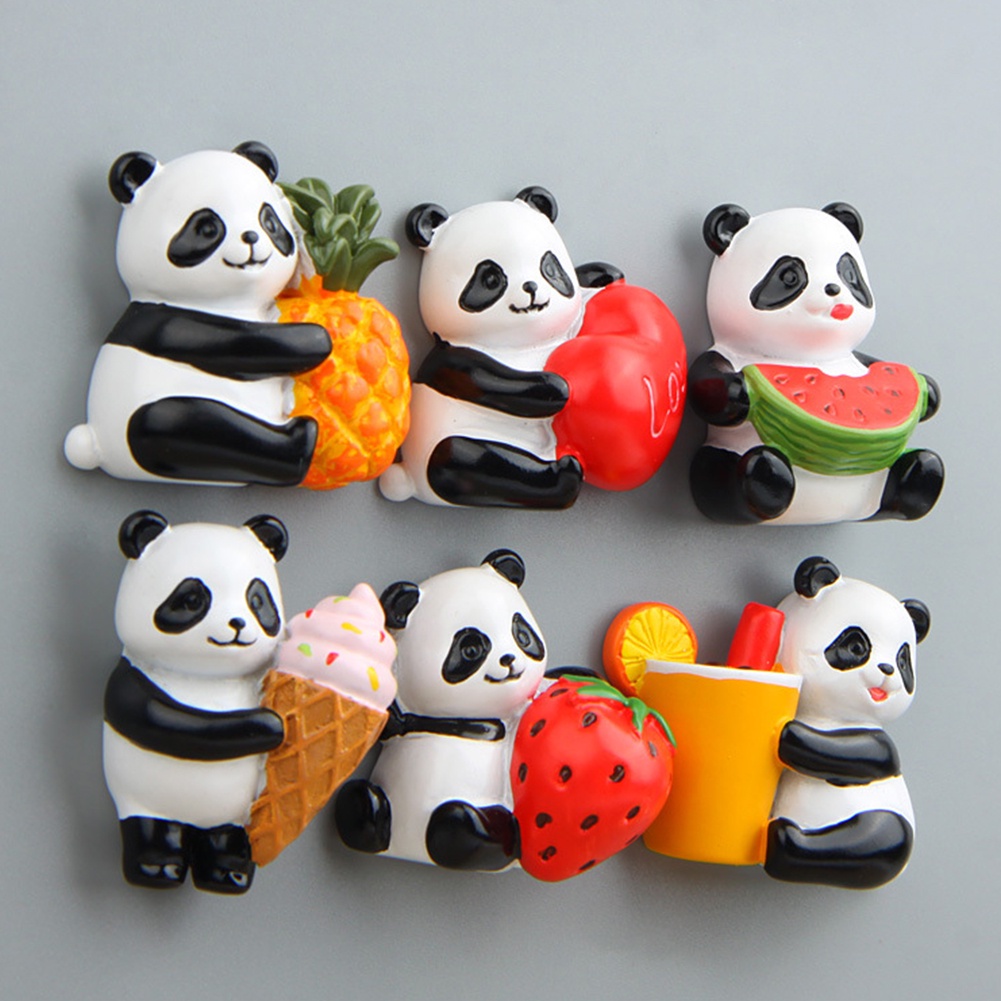 Miếng Dán Trang Trí Tủ Lạnh Hình Gấu Trúc / Trái Dứa / Dưa Hấu 3D Dễ Thương