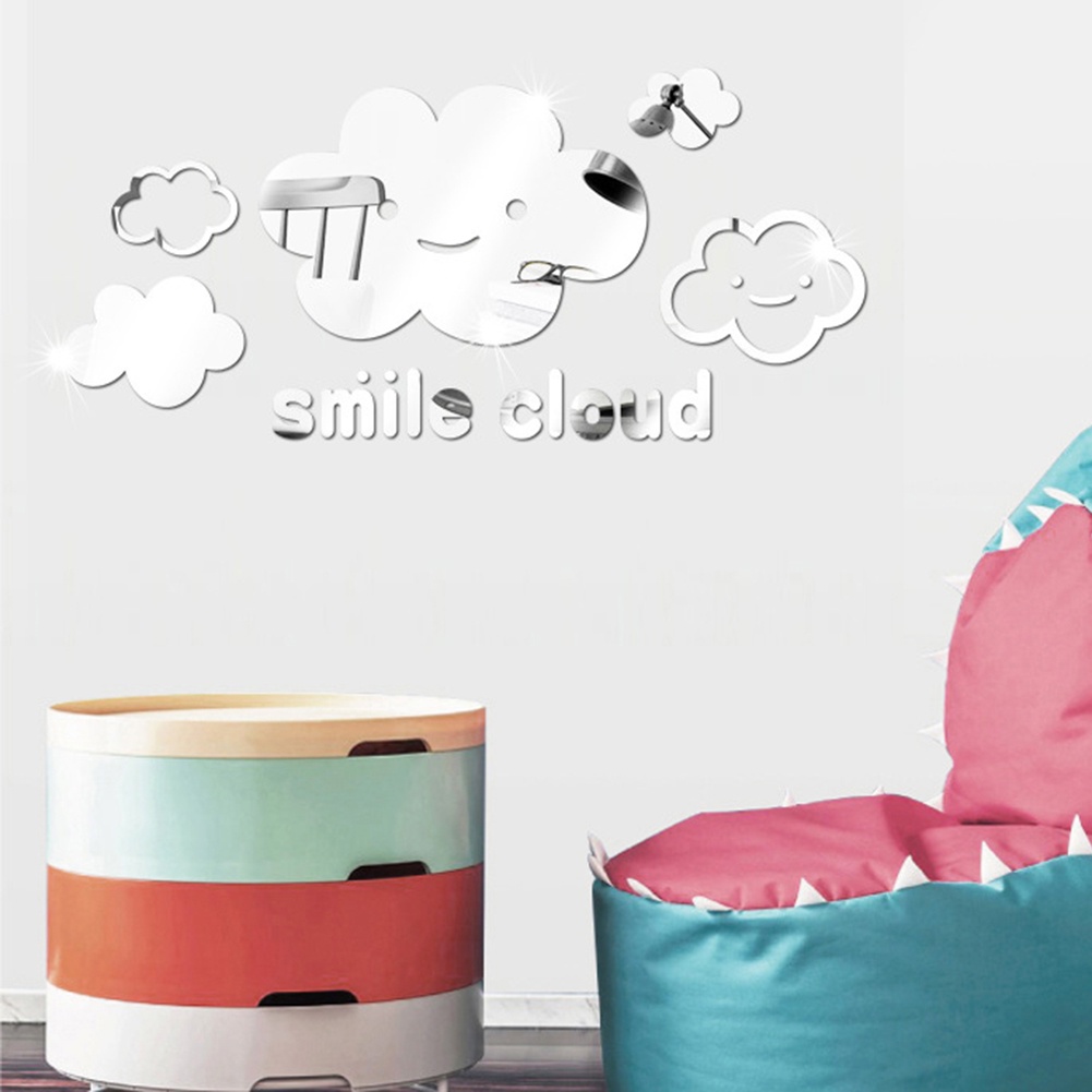 Gương Dán Tường Hình Đám Mây Cười 3D Trang Trí Nhà Cửa
