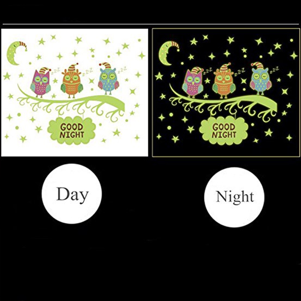 Miếng Dán Tường Dạ Quang Hình Chim Cú Dễ Thương Tháo Gỡ Được