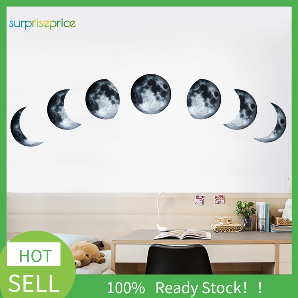 Set 2 Miếng Dán Tường / Cửa Sổ Trang Trí Nội Thất Hình Mặt Trăng Bằng PVC Tự Dính Chống Thấm Nước