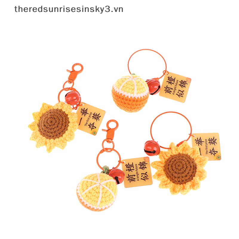 Móc Khóa Hình Hoa Hướng Dương Đan Len Thủ Công Sáng Tạo Lưng