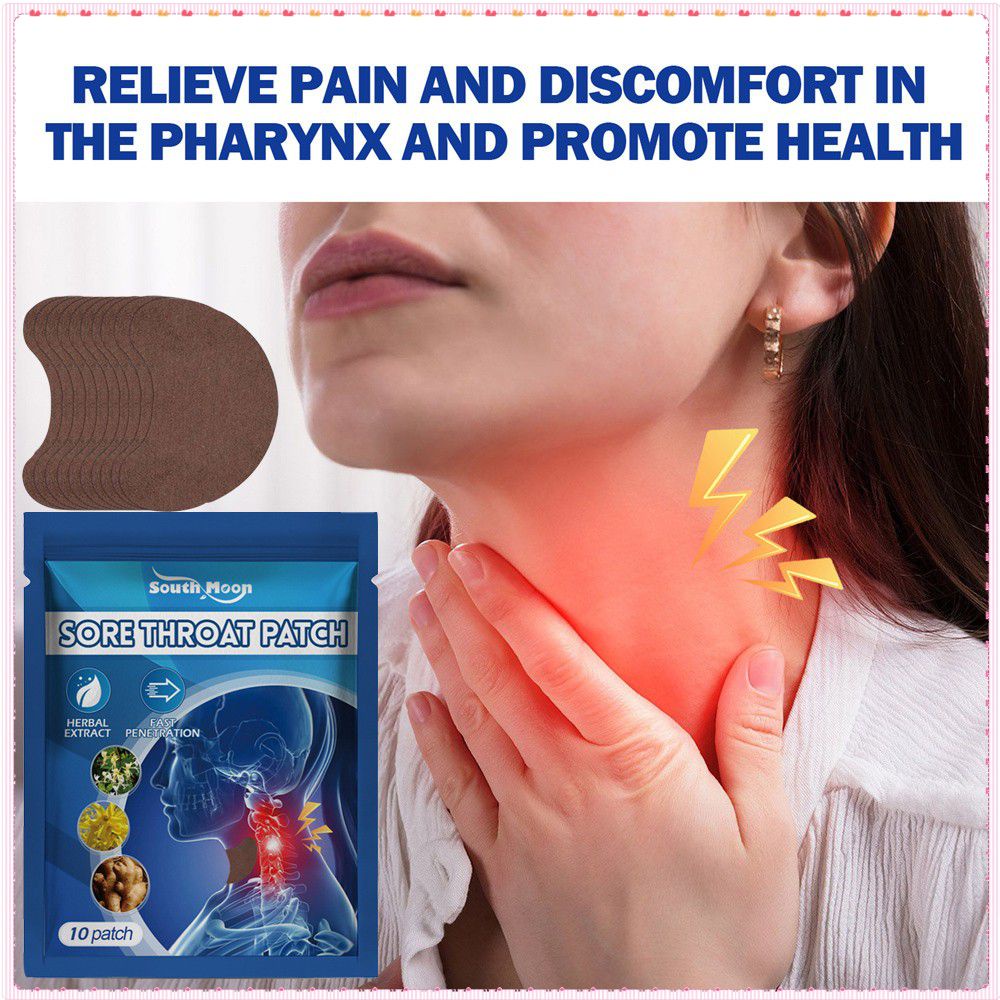 South Moon 10 Miếng Dán Đau Họng Miếng Dán Giảm Đau Khô Ngứa Cổ họng Miếng Dán Làm Dịu Thành Phần Tự Nhiên Điều Trị Dịu Nhẹ Chăm Sóc Cơ Thể TOGO