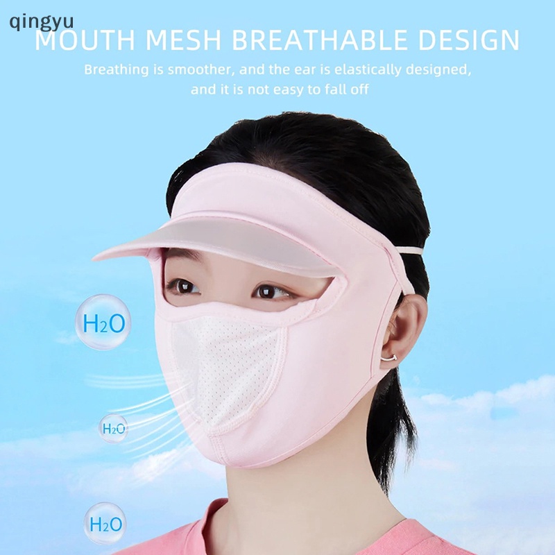 Khẩu Trang Lụa Lạnh Mỏng Thoáng Khí Dài Toàn Diện Chống Tia UV Bảo Vệ Mặt Và Cổ Cho Nữ