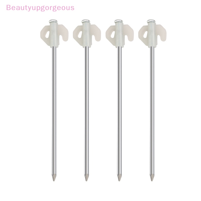 Bộ 4 Đinh Cắm Trại Bằng Thép 21CM Độ Bền Cao Có Lỗ Gắn Đất Trắng