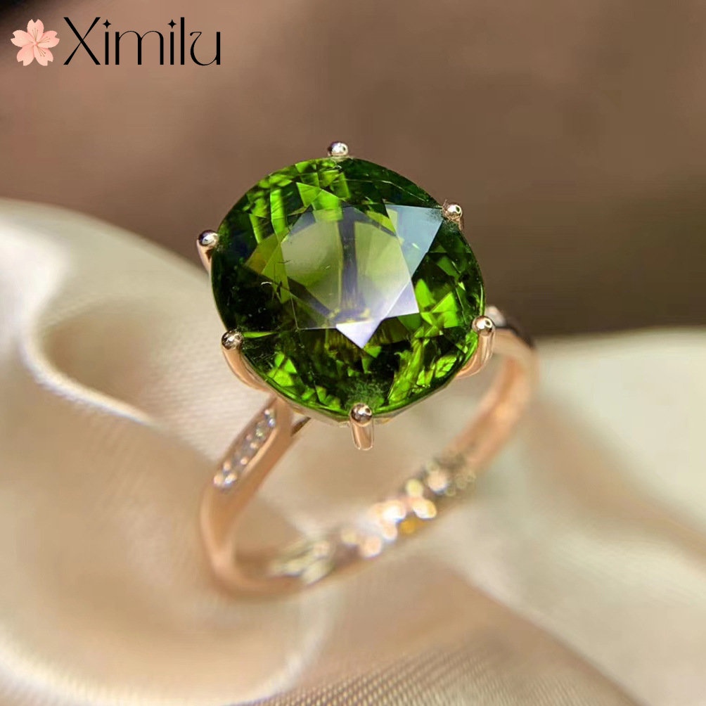 ♥ Nhẫn Hở Sáu Móng Màu Xanh Lá Cây Hình Oval Sang Trọng Khí Chất Chính Hãng Cho Nữ