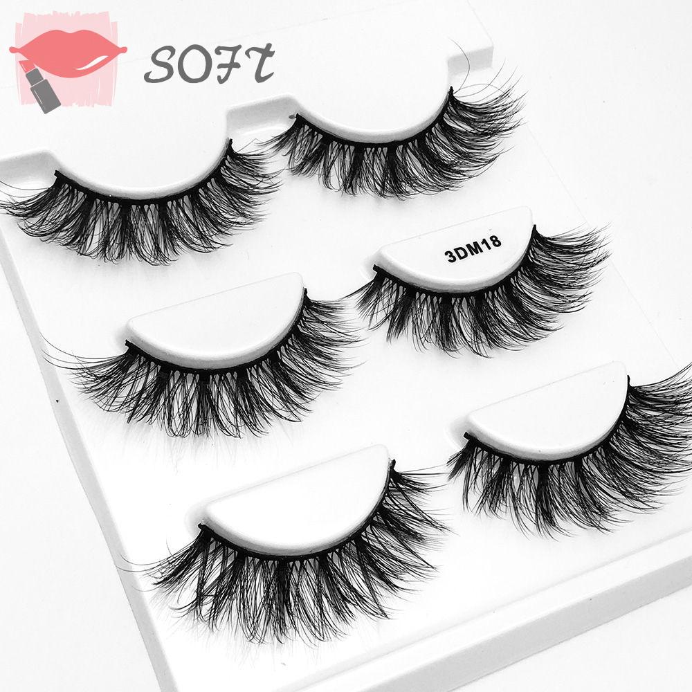 SOFTNESS Set 3 Cặp Lông Mi Giả Dày 3D Thời Trang Dành Cho Nữ
