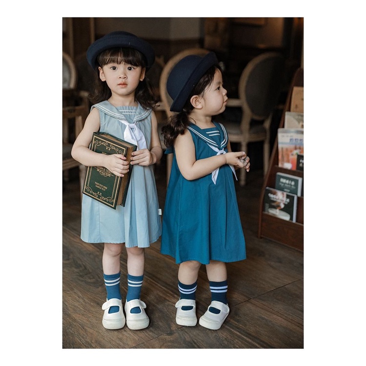 Đầm Công Chúa Cổ Thủy Thủ Thời Trang Mùa Hè Mới 2023 Cho Bé Gái