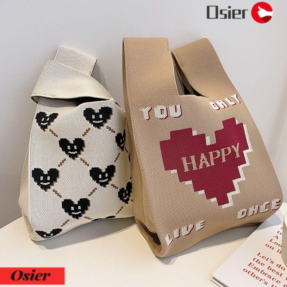 OSIER1 Túi Xách Mini Đan Len Đeo Vai Thời Trang Xinh Xắn Cho Nữ