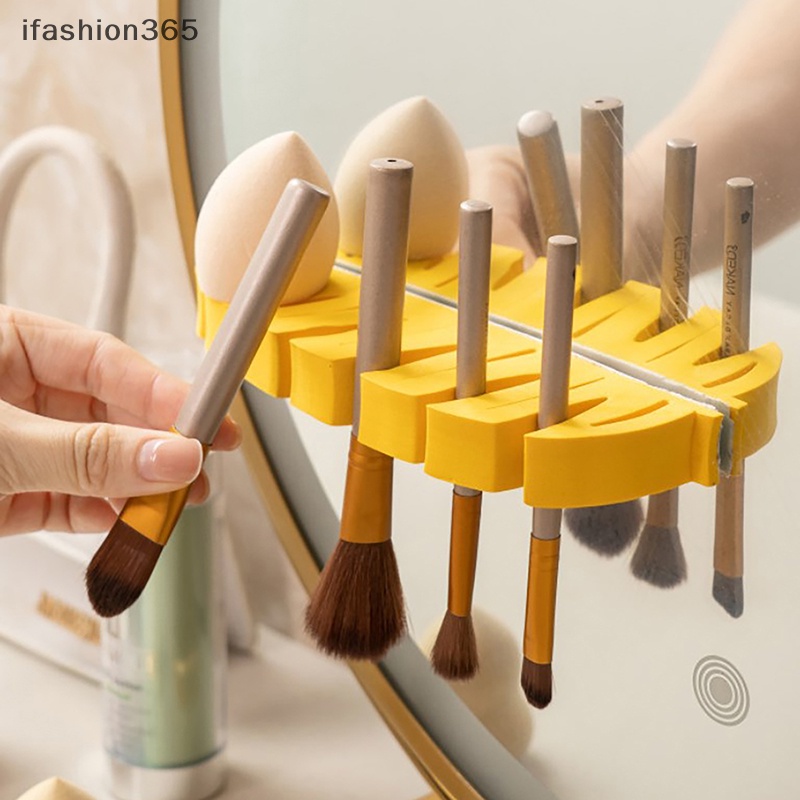 Giá Đỡ Cọ Trang Điểm 6 Nhánh Gắn Tường Tự Dính Tiện Lợi ifashion365