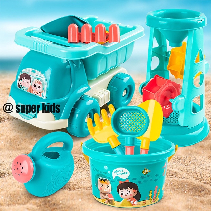 SUPER KIDS Bộ Đồ Chơi Xúc Cát Đi Biển Vui Nhộn Cho Bé Trai Gái