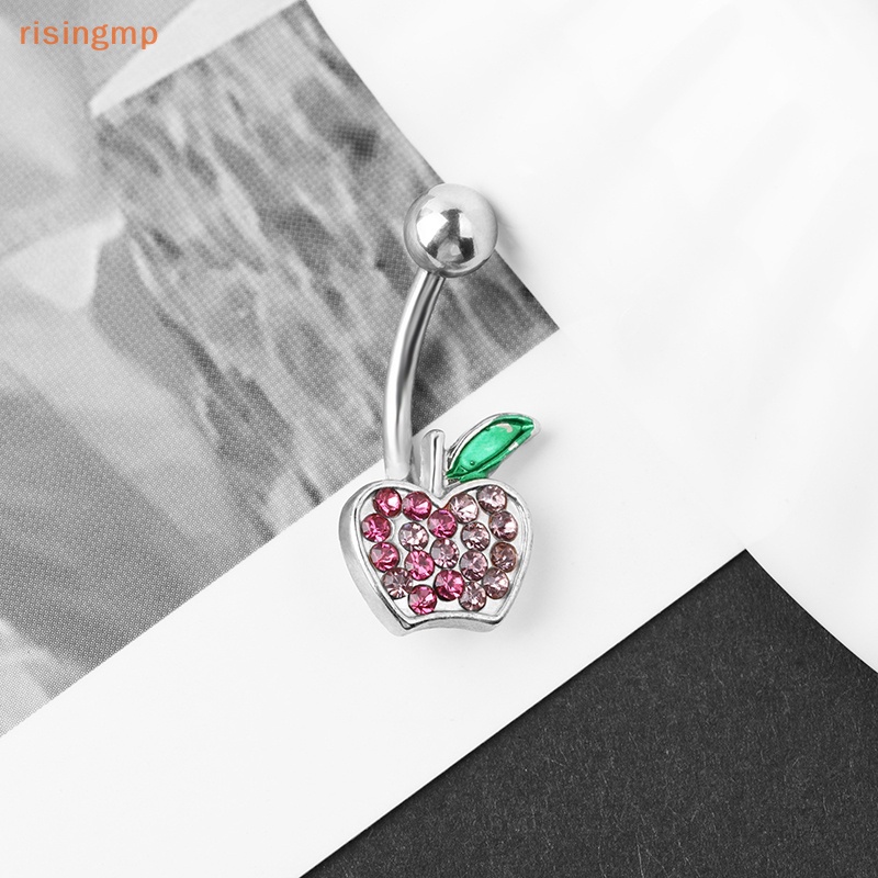 Khuyên Rốn Bằng Thép Không Gỉ Hình Trái Cherry Đính Đá Quyến Rũ Cho Nữ