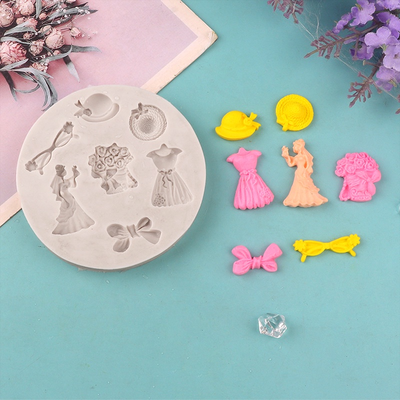 Khuôn Silicone Làm Bánh Hình Đầm Cưới / Nón / Hoa Độc Đáo DIY