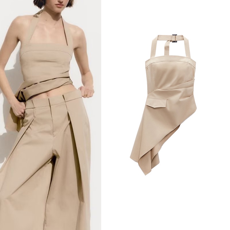 Đầm ZARA Cổ Yếm Thiết Kế Không Đối Xứng Thời Trang Mùa Hè Xinh Xắn Cho 3067026