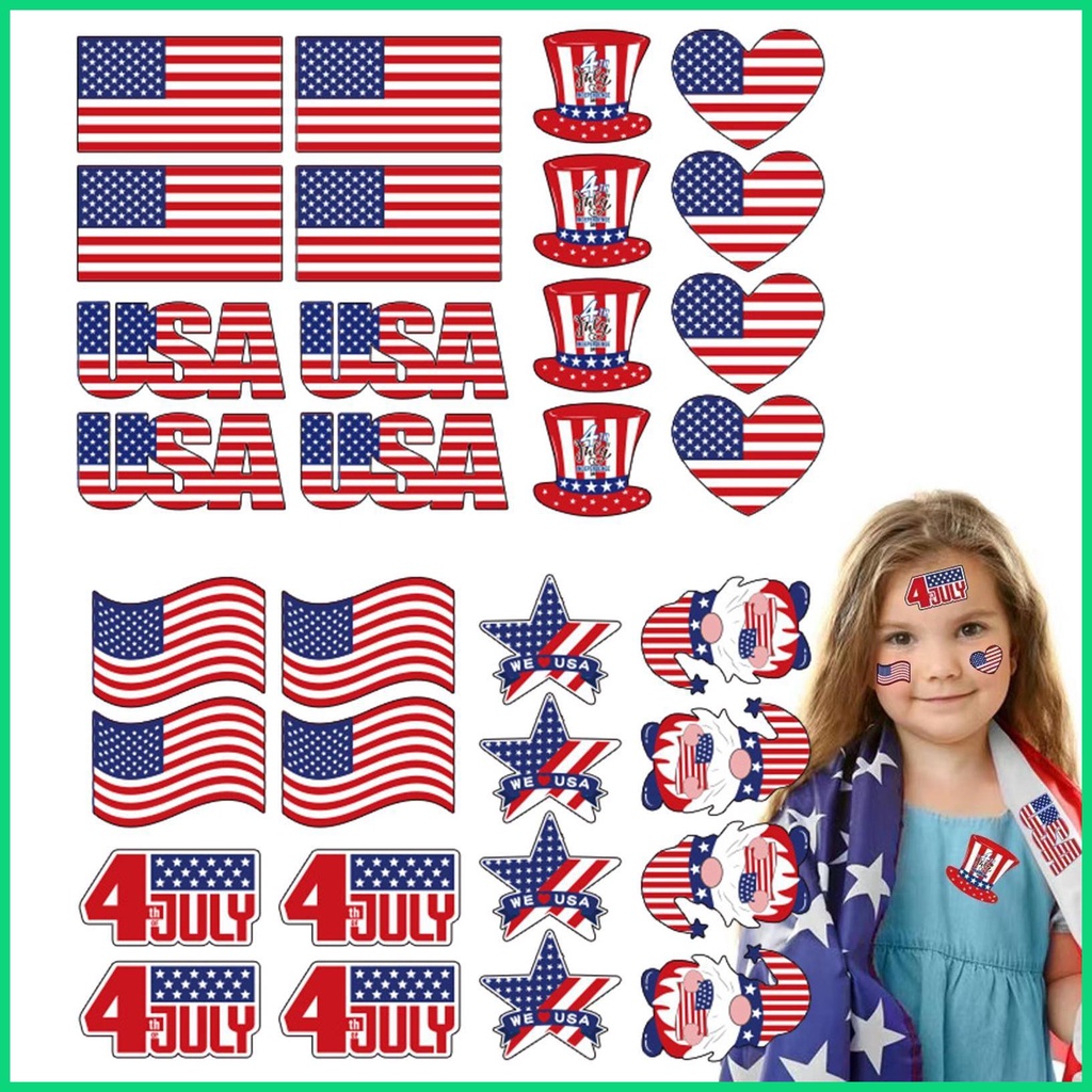 Miếng Dán Cơ Thể Hình Lá Cờ Mỹ Độc Lập Dễ Tháo Gỡ 4th of July