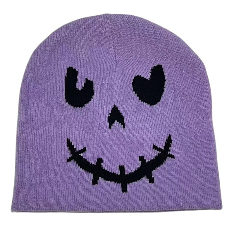 Mũ Đan Len Thủ Công Họa Tiết Biểu Tượng Cảm Xúc Chống Gió Ngoài Trời Cho Nữ