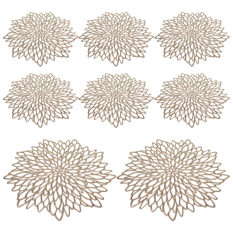 Set 8 Tấm Lót Bàn Tròn Bằng PVC Màu Vàng 15.5 Inch Chuyên Dụng Cho Trang Trí Tiệc Cưới / Nhà Hàng / Khách Sạn