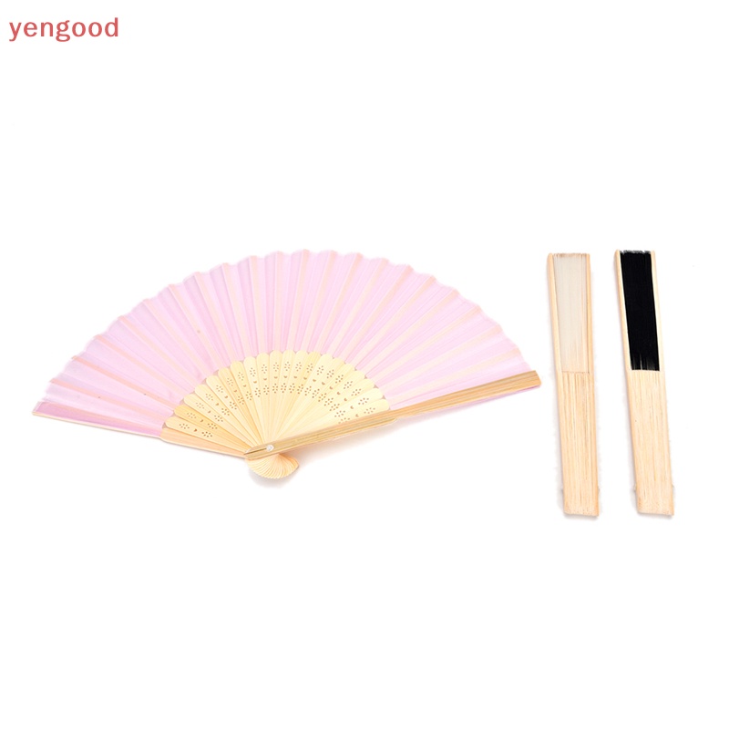 1 Chiếc Quạt Cầm Tay Bằng Tre Lụa Màu Ngà Phong Cách Trung Hoa Dành Cho Khách Dự Tiệc Cưới