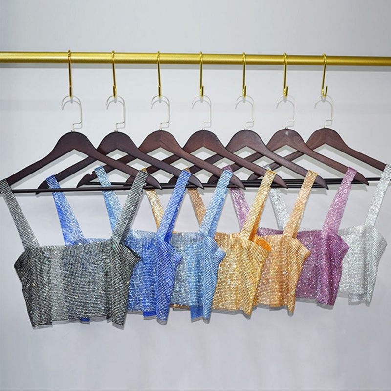 Áo Croptop Lưới Đính Đá Lấp Lánh Phong Cách Đường Phố Cá Tính