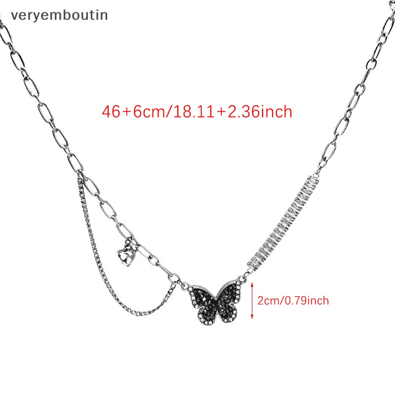 Vòng cổ Mặt Hình Bướm Đen Đính Đá Zircon Tinh Tế Cho Nữ