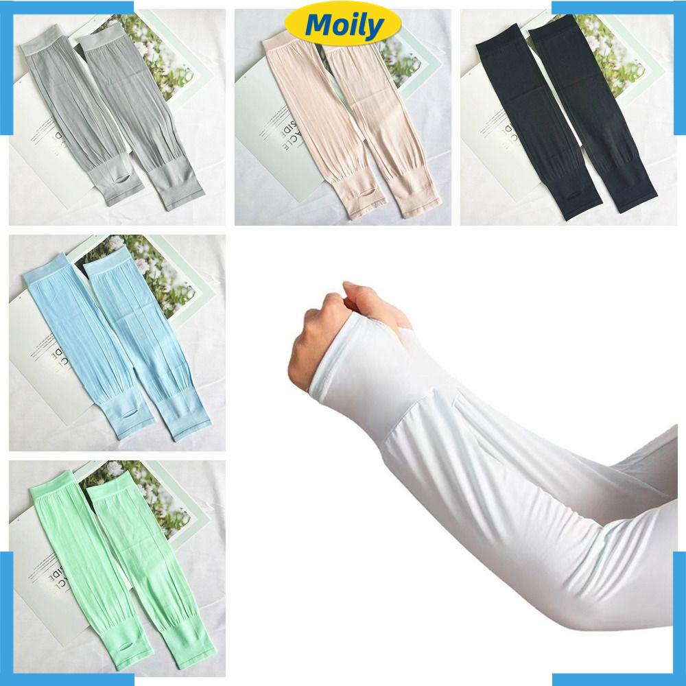 MOILYVN Găng Tay Chống Nắng Dáng Rộng Bằng Lụa Lạnh Thời Trang Bảo Vệ Cánh Tay Chống Tia UV Khi Chạy Bộ